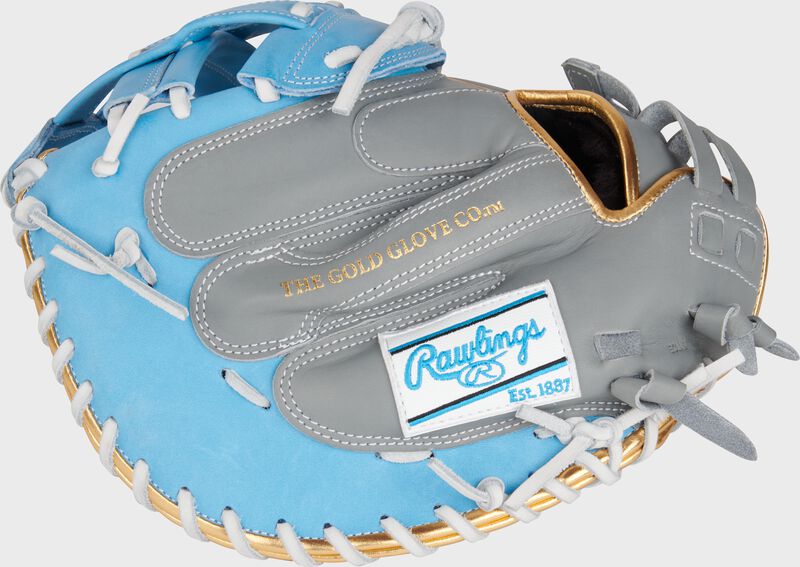 RAWLINGS LIBERTY ADVANCED COLOR SERIES 34" CATCHER'S MITT, GRAY/COLUMBIA BLUE