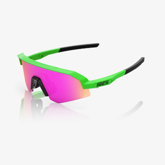 100% SLENDALE YOUTH VIPER GREEN HiPER VITAL PINK MIRROR LENS