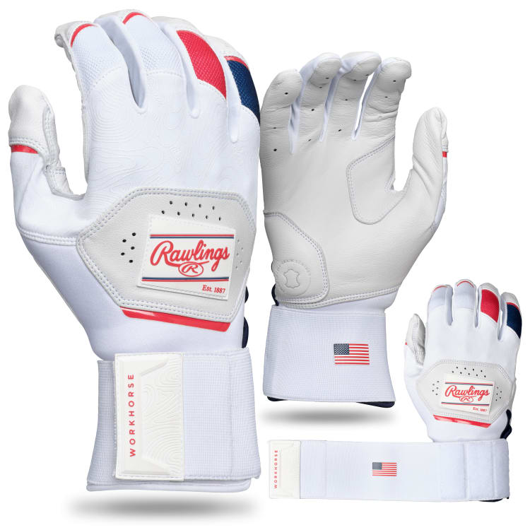 RAWLINGS ADULT WORKHORSE COMPRESSION STRAP BASEBALL BATTING GLOVES
