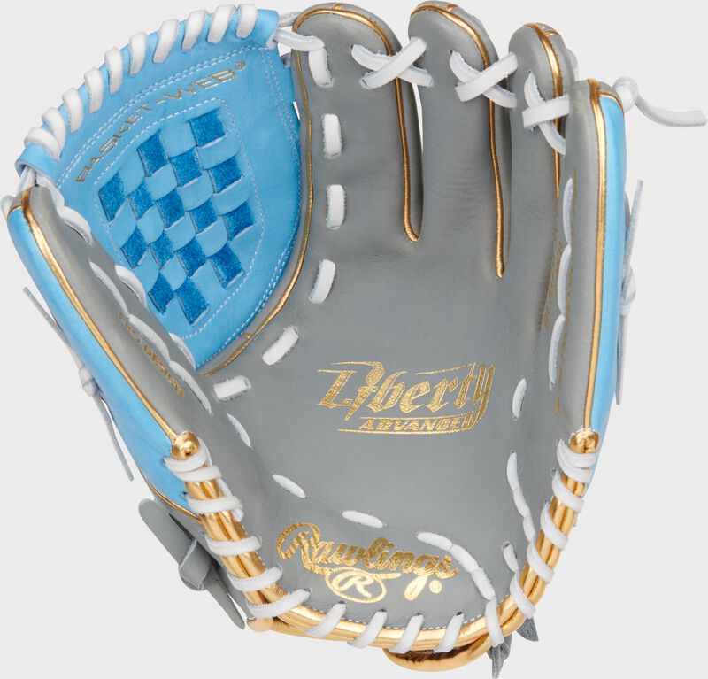 RAWLINGS LIBERTY ADVANCED COLOR SERIES 12" FASTPITCH GLOVE,GRAY/COLUMBIA BLUE