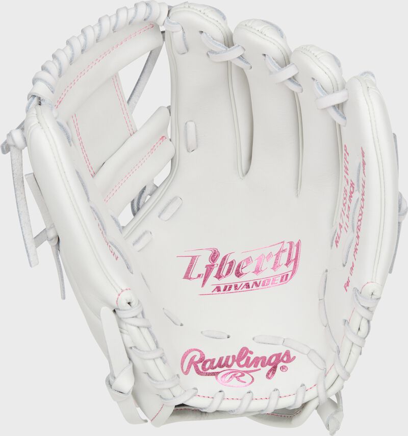 RAWLINGS LIBERTY ADVANCED COLOR SERIES 11.75 IN INFIELD GLOVE, WHITE/PINK