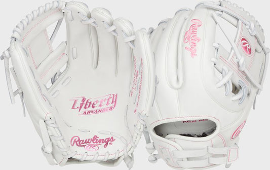 RAWLINGS LIBERTY ADVANCED COLOR SERIES 11.75 IN INFIELD GLOVE, WHITE/PINK