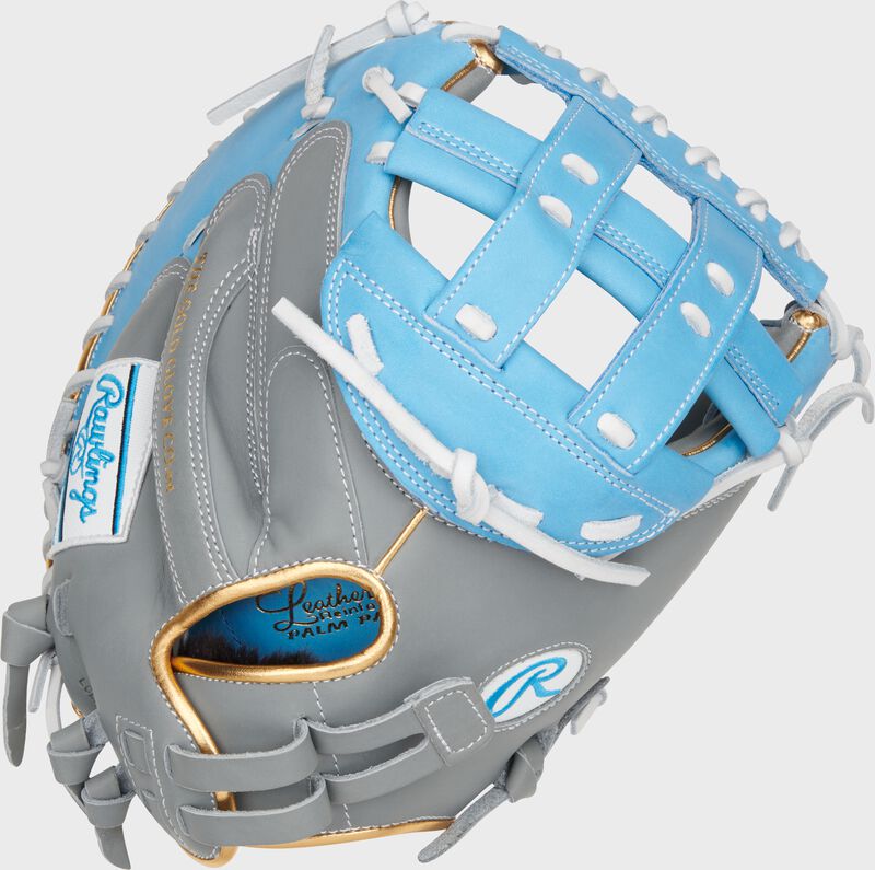 RAWLINGS LIBERTY ADVANCED COLOR SERIES 34" CATCHER'S MITT, GRAY/COLUMBIA BLUE