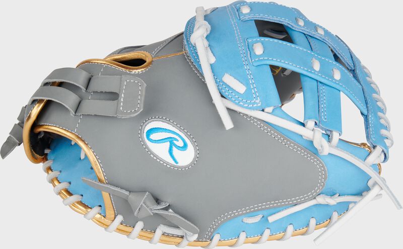RAWLINGS LIBERTY ADVANCED COLOR SERIES 34" CATCHER'S MITT, GRAY/COLUMBIA BLUE