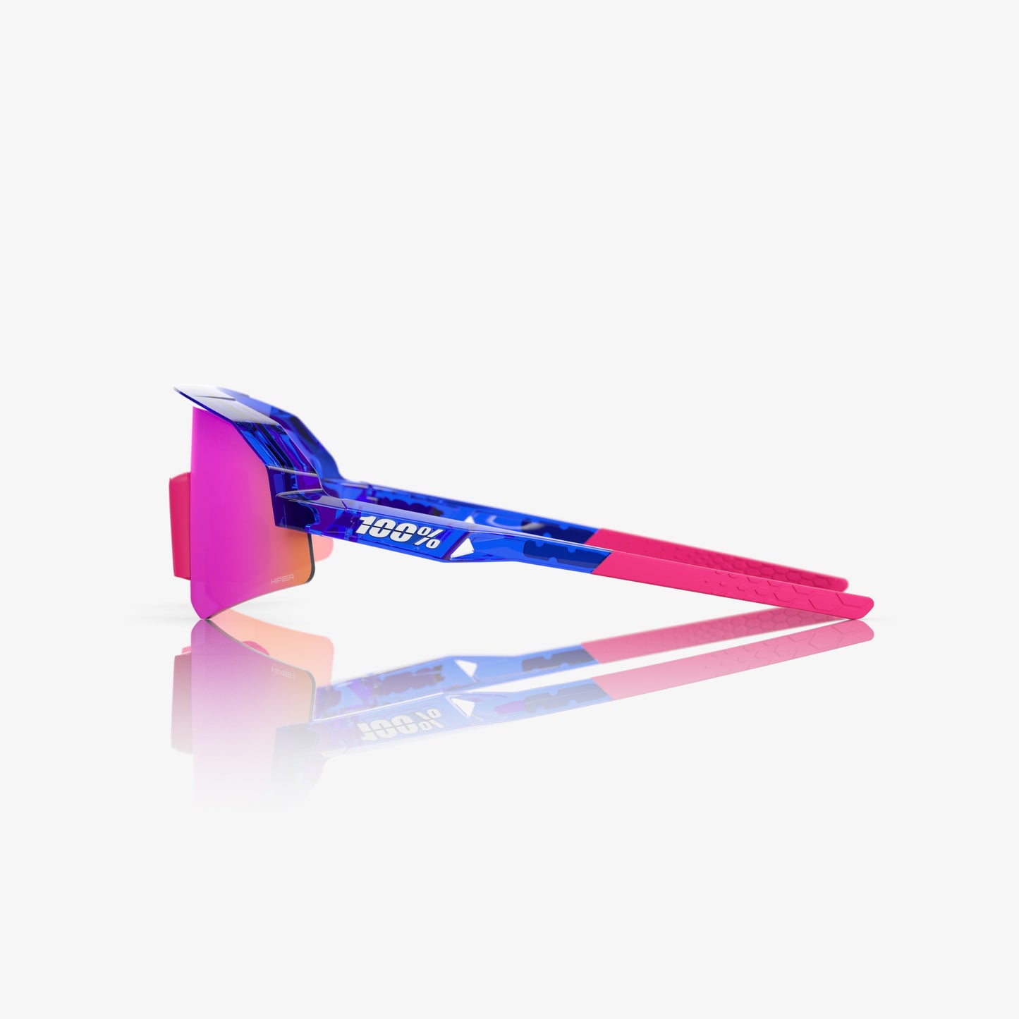 100% SLENDALE YOUTH POLISHED TRANSLUCENT BLUE HiPER VITAL PINK MIRROR LENS