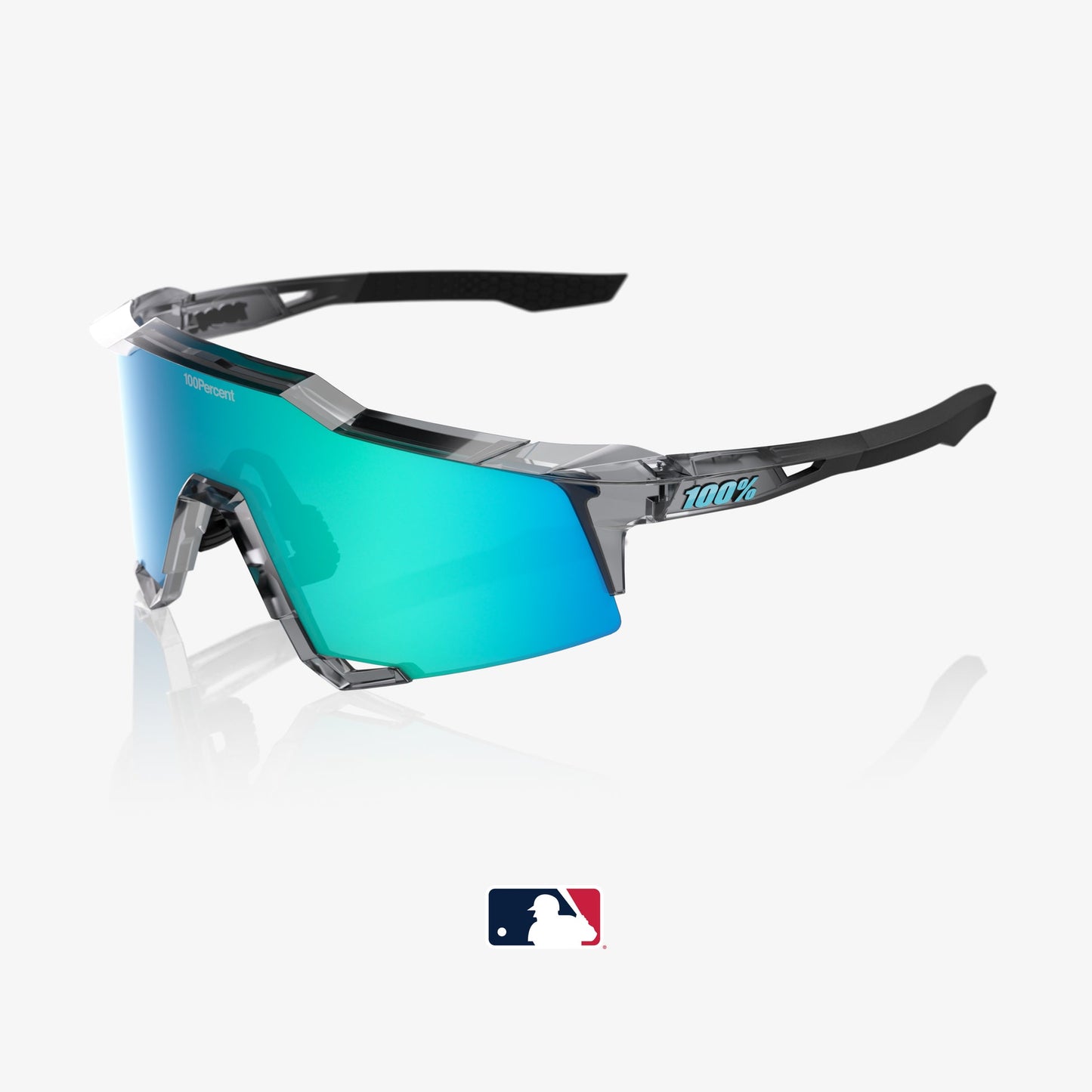 100% SPEEDCRAFT MLB AUTHENTIC POLISHED TRANSLUCENT GREY BLUE TOPAZ MIRROR LENS