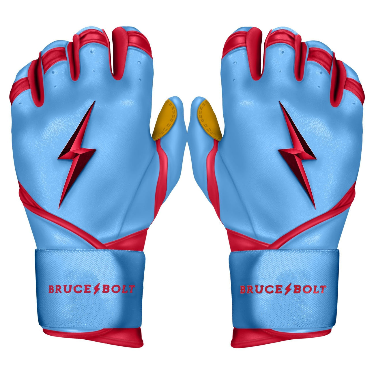 BRUCE BOLT PREMIUM PRO BADER SERIES LONG CUFF BATTING GLOVES | BABY BLUE