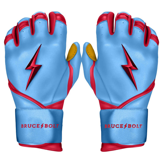 BRUCE BOLT PREMIUM PRO BADER SERIES LONG CUFF BATTING GLOVES | BABY BLUE