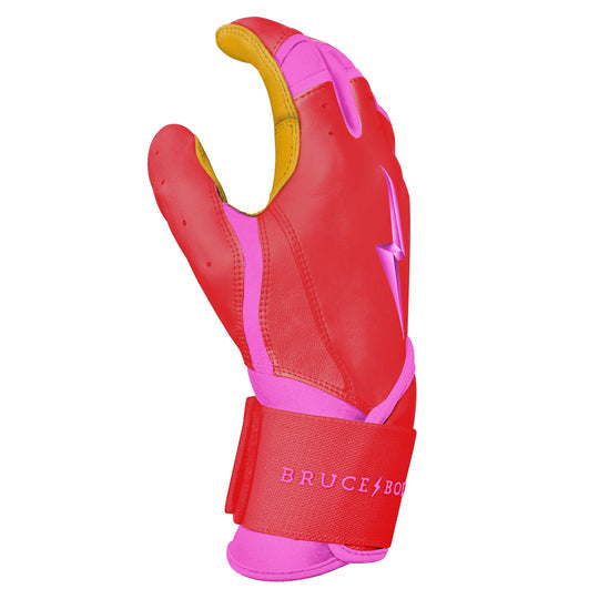 BRUCE BOLT PREMIUM PRO BADER SERIES LONG CUFF BATTING GLOVES | PINK