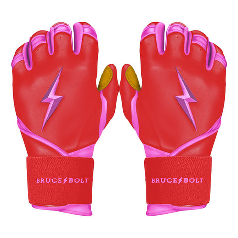 BRUCE BOLT PREMIUM PRO BADER SERIES LONG CUFF BATTING GLOVES | PINK