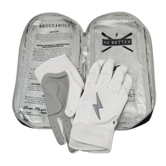 BRUCE BOLT 2021 YOUTH CHROME SERIES SHORT CUFF BATTING GLOVES WITH STORAGE BAG