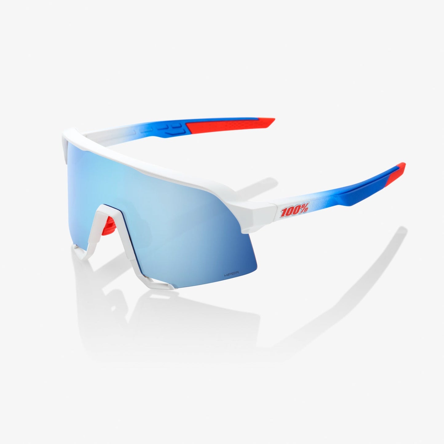 100% S3® TOTAL ENERGIES TEAM MATTE WHITE / METALLIC BLUE HiPER® BLUE MULTILAYER MIRROR LENS